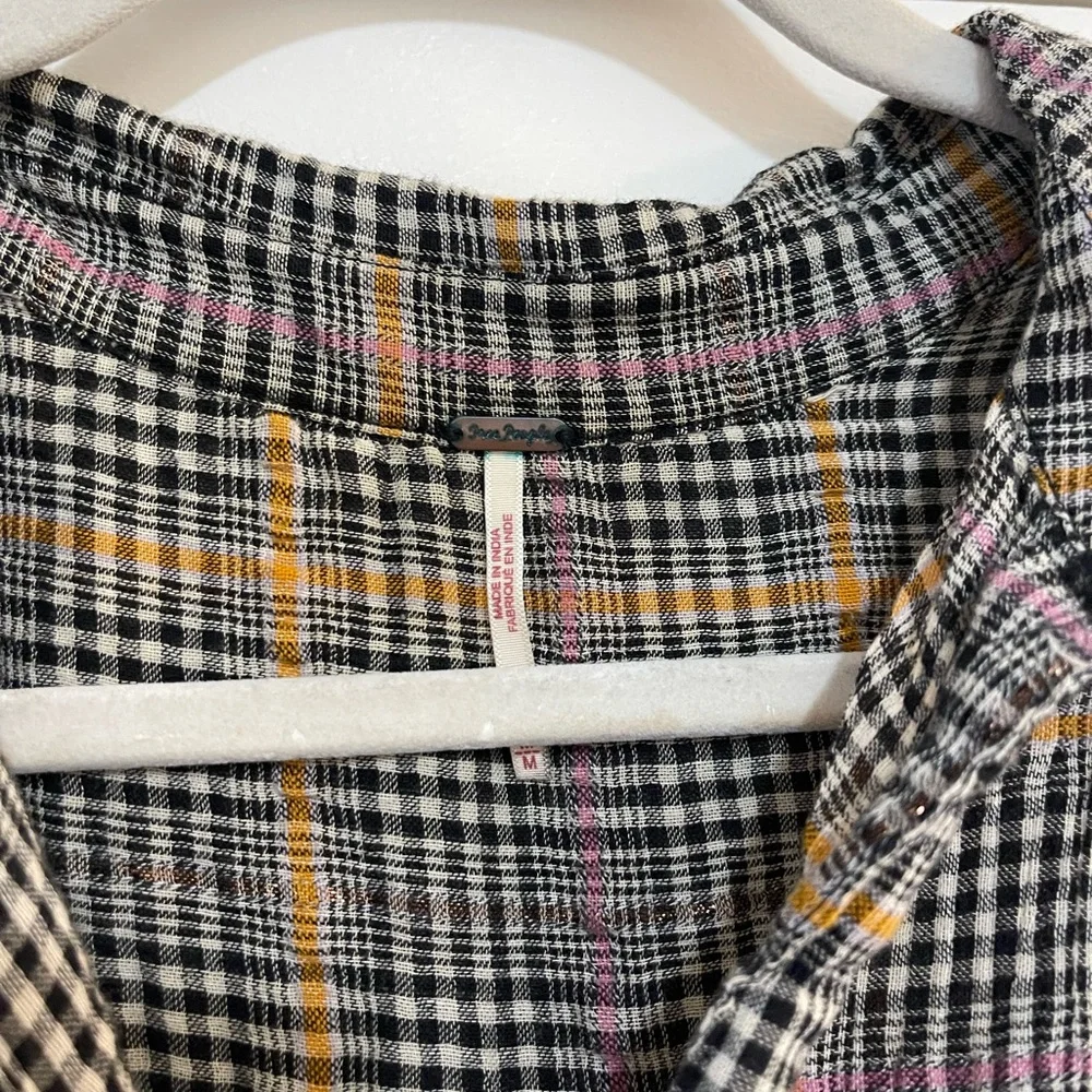 Free People Oversized Break My Stride Plaid Button-Down Shirt - Picture 5 of 7